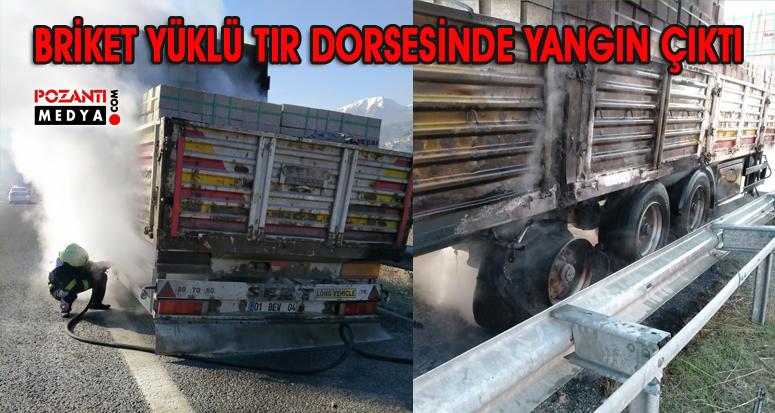 Briket Yüklü TIR Dorsesinde Yangın Çıktı
