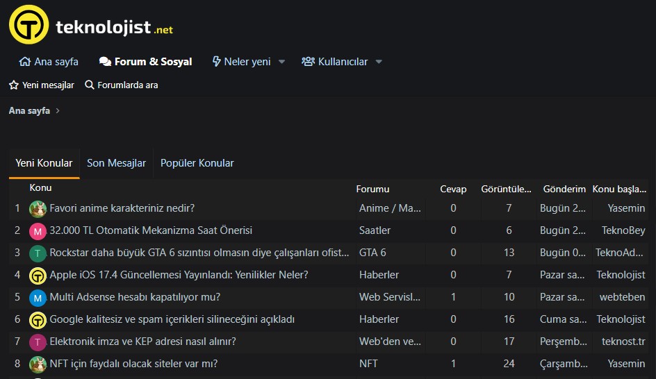 Teknolojist Sosyal Forum Sitesi Kullanıma Sunuldu!
