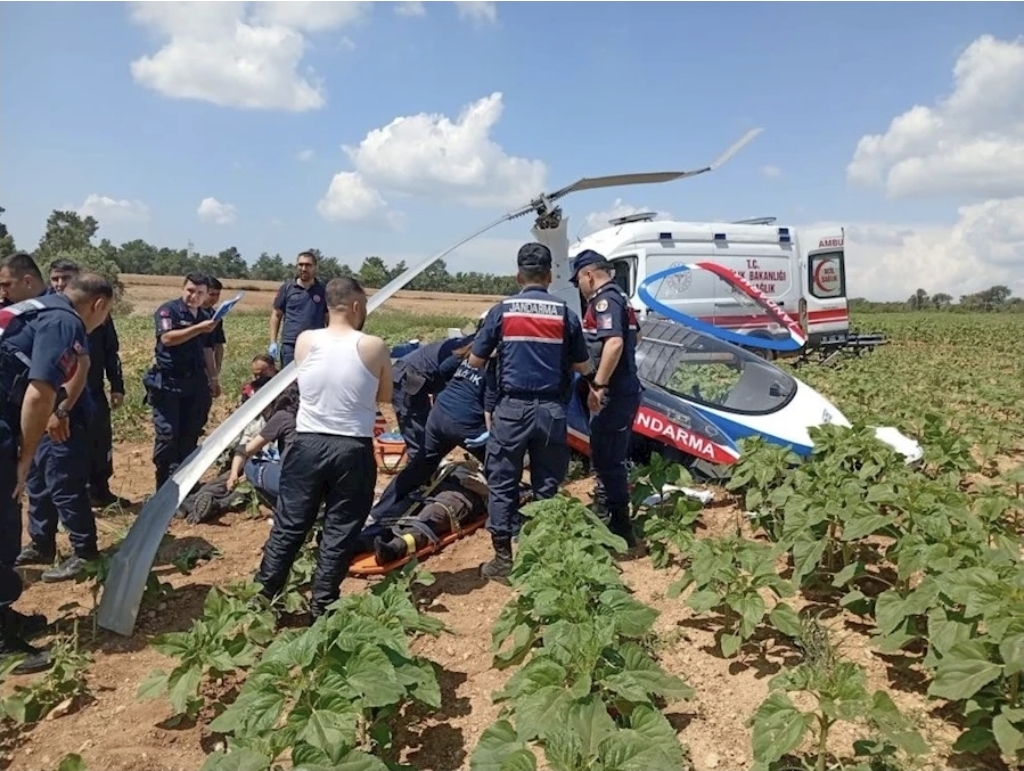 Adana’da Jandarmaya ait Cayrokopter Düştü 2 Personel Yaralandı